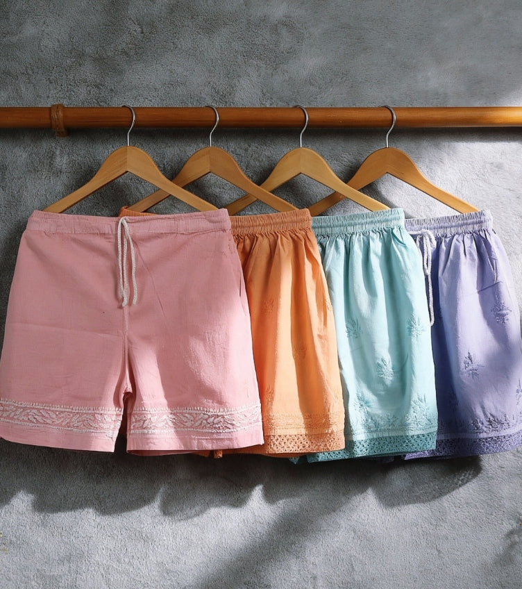 Chikankari Embroidery Shorts