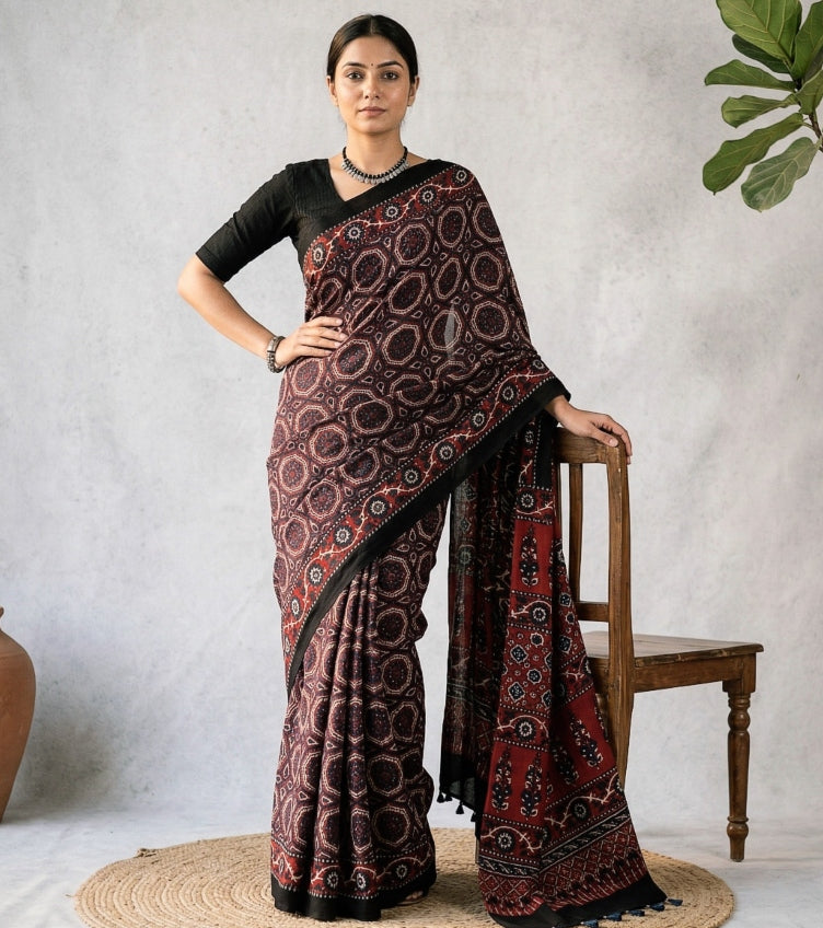 Ajrakh Print Sarees