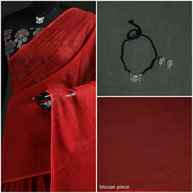 Nazaakat Kota Doria Cotton Plain Saree with Blouse & Jewellery Set 140