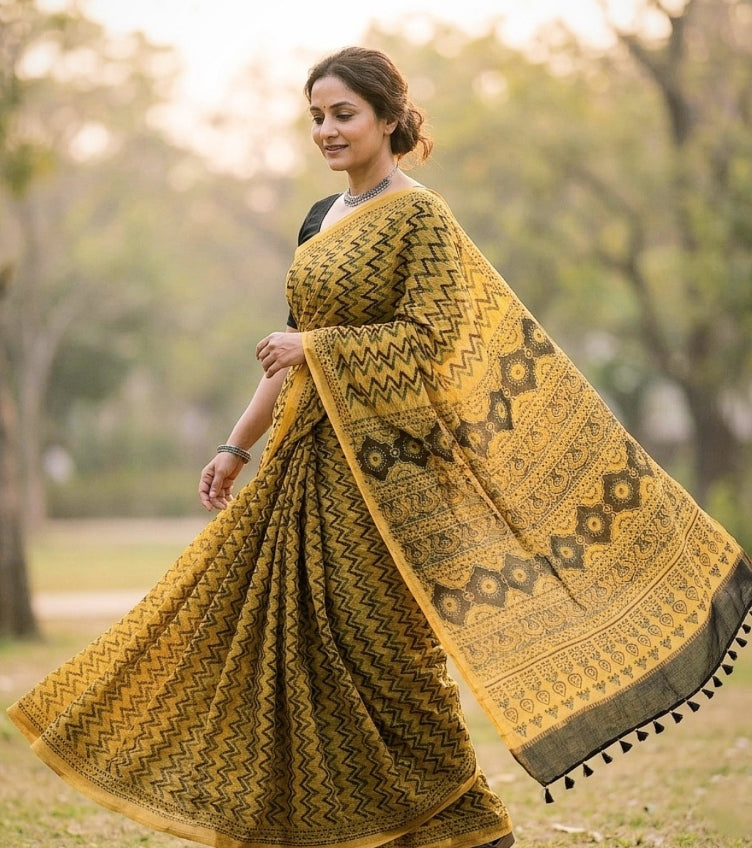 Ajrakh Print Sarees