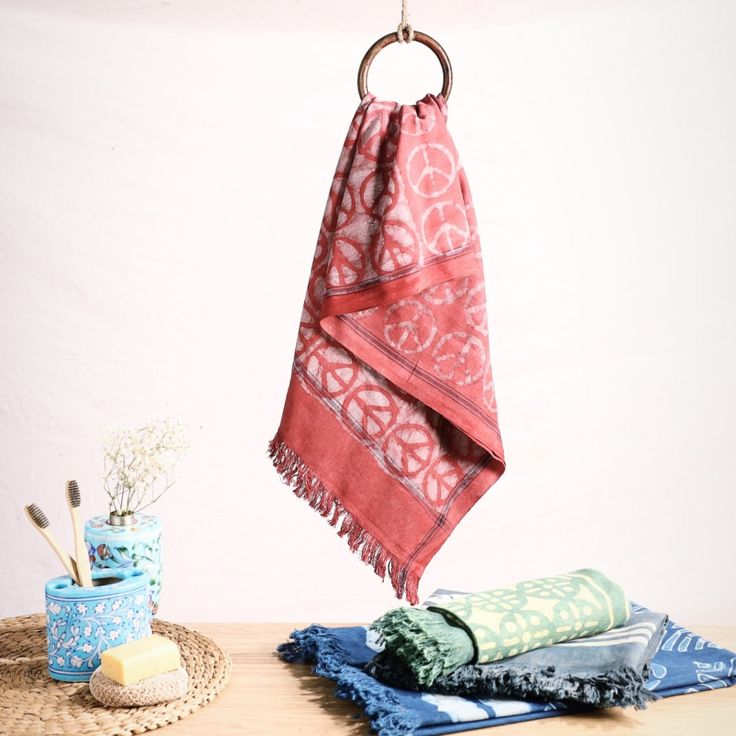 Black - Handloom Block Printed Cotton Bindaas Towel 37