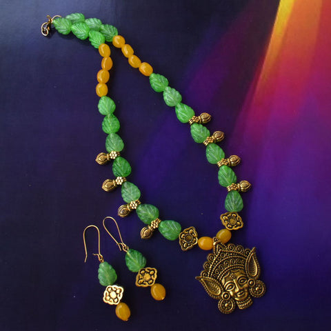 Bindurekha Green & Yellow Maata Necklace Set