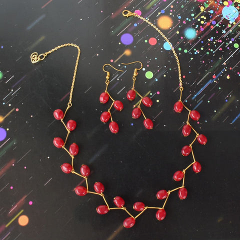 Bindurekha Red Cascade Necklace Set