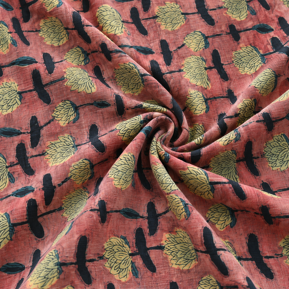 Pomegranate Peel Hand Block Print Cotton Fabric 03
