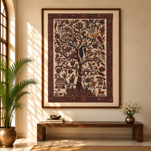 Kalamkari Art Wall Hanging with Tree of life Motif by Pitchuka Srinivas (72 x 60 in) 14