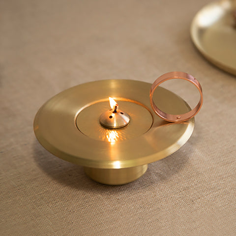 Lunar Oil Lamp in Brass