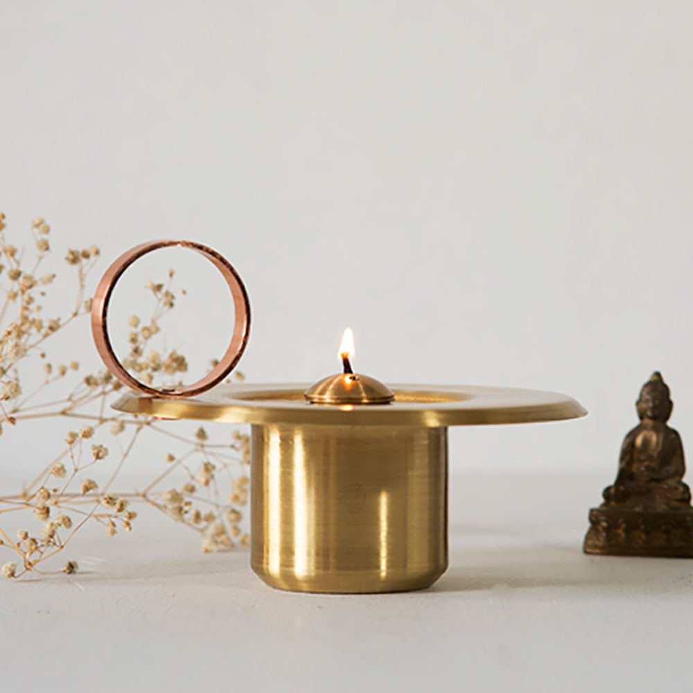 Lunar Oil Lamp in Brass