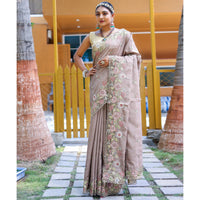 Apeksha Brown Silk Handwork Saree