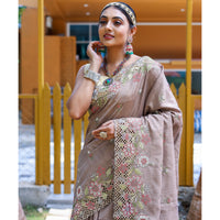 Apeksha Brown Silk Handwork Saree