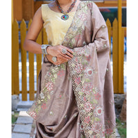 Apeksha Brown Silk Handwork Saree