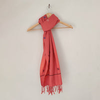 Red - Blue Multicolor Handwoven Merino Wool Stole