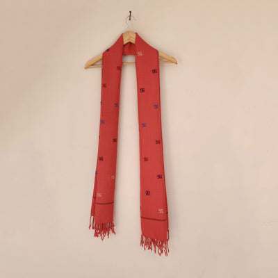 Red - Blue Multicolor Handwoven Merino Wool Stole