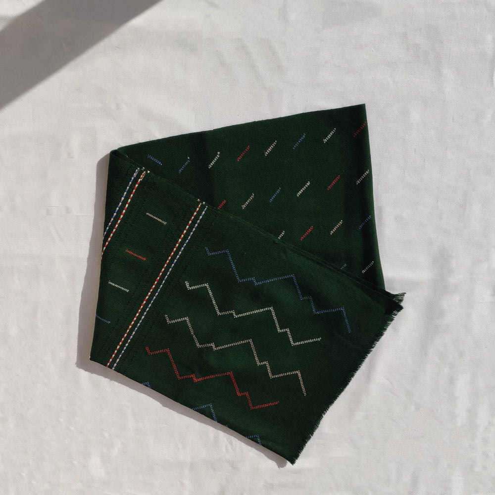 Dark Green Handwoven Merino Wool Stole