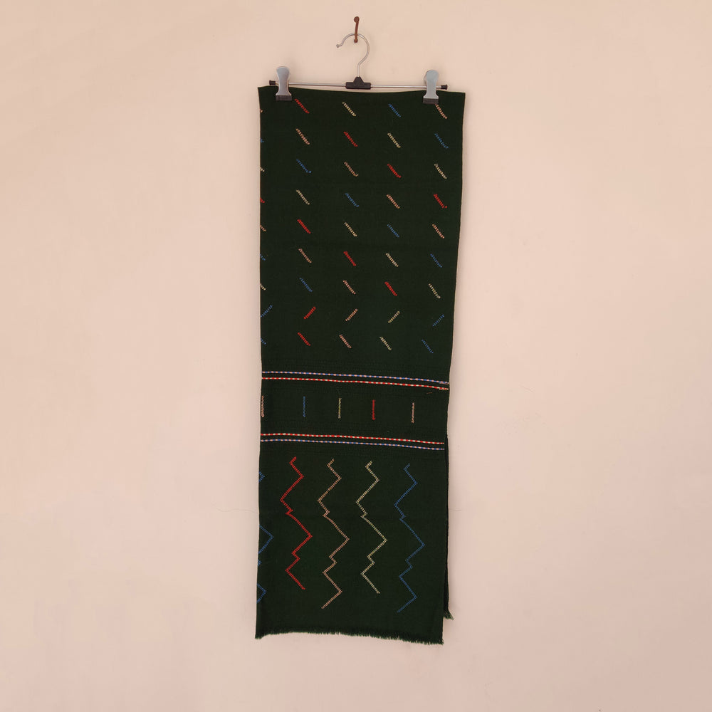 Dark Green Handwoven Merino Wool Stole