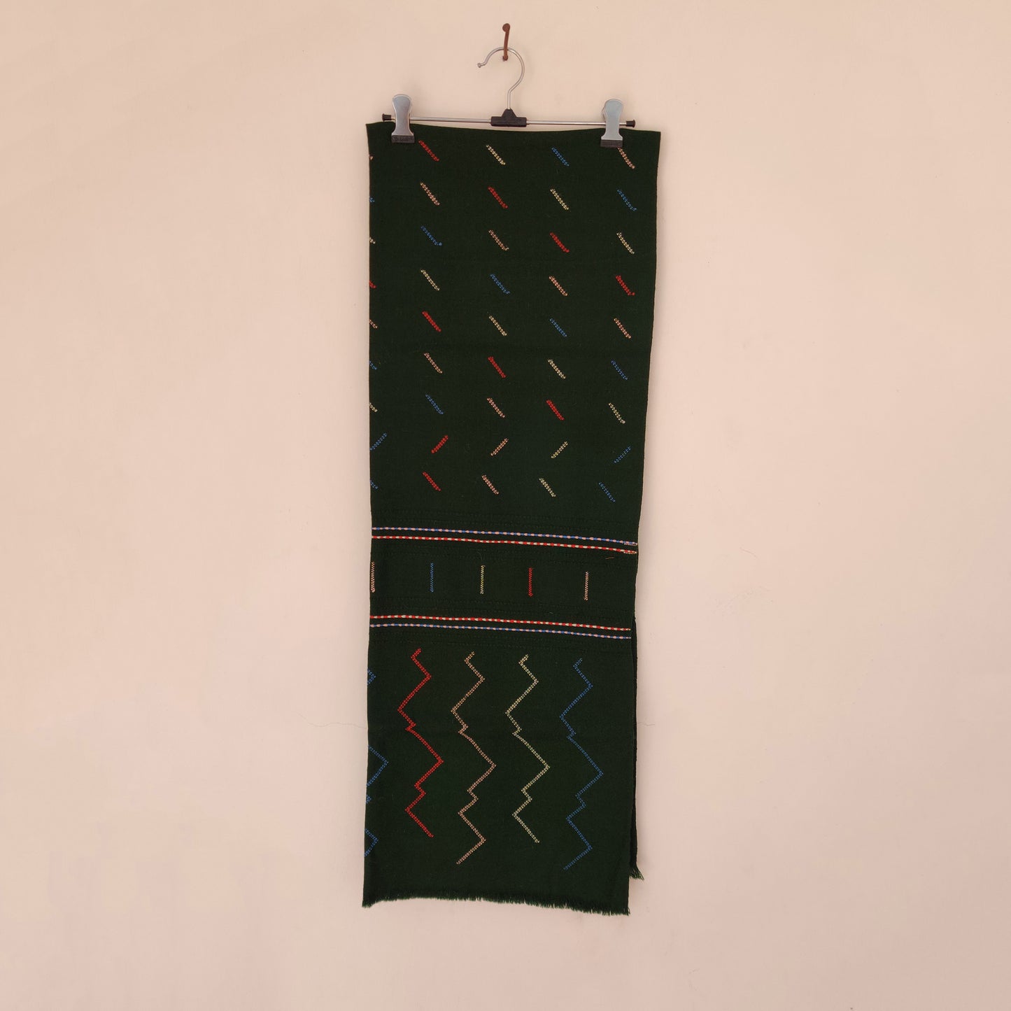 Dark Green Handwoven Merino Wool Stole