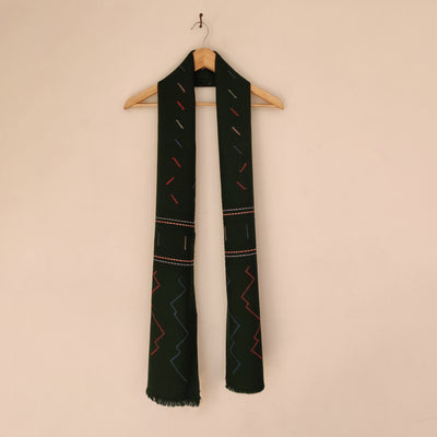 Dark Green Handwoven Merino Wool Stole