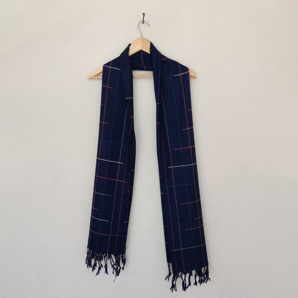 Blue Multicolor Handwoven Merino Wool Stole