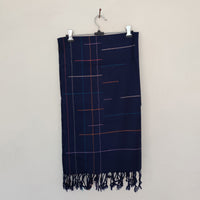 Blue Multicolor Handwoven Merino Wool Stole