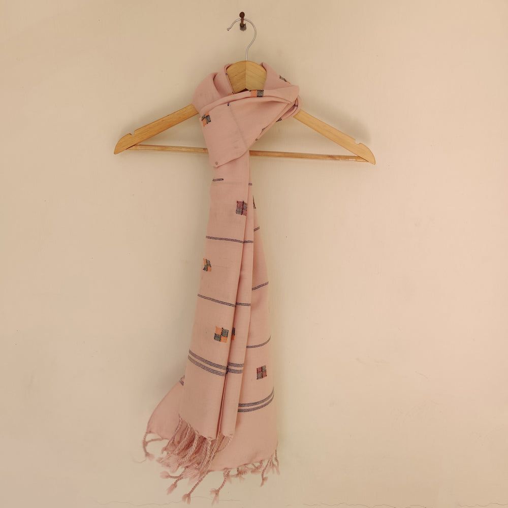 Peach - Pink Multicolor Handwoven Merino Wool Stole