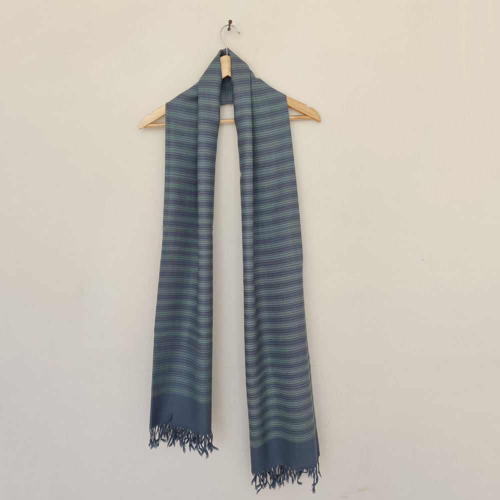 Blue - Grey Handwoven Merino Wool Stole