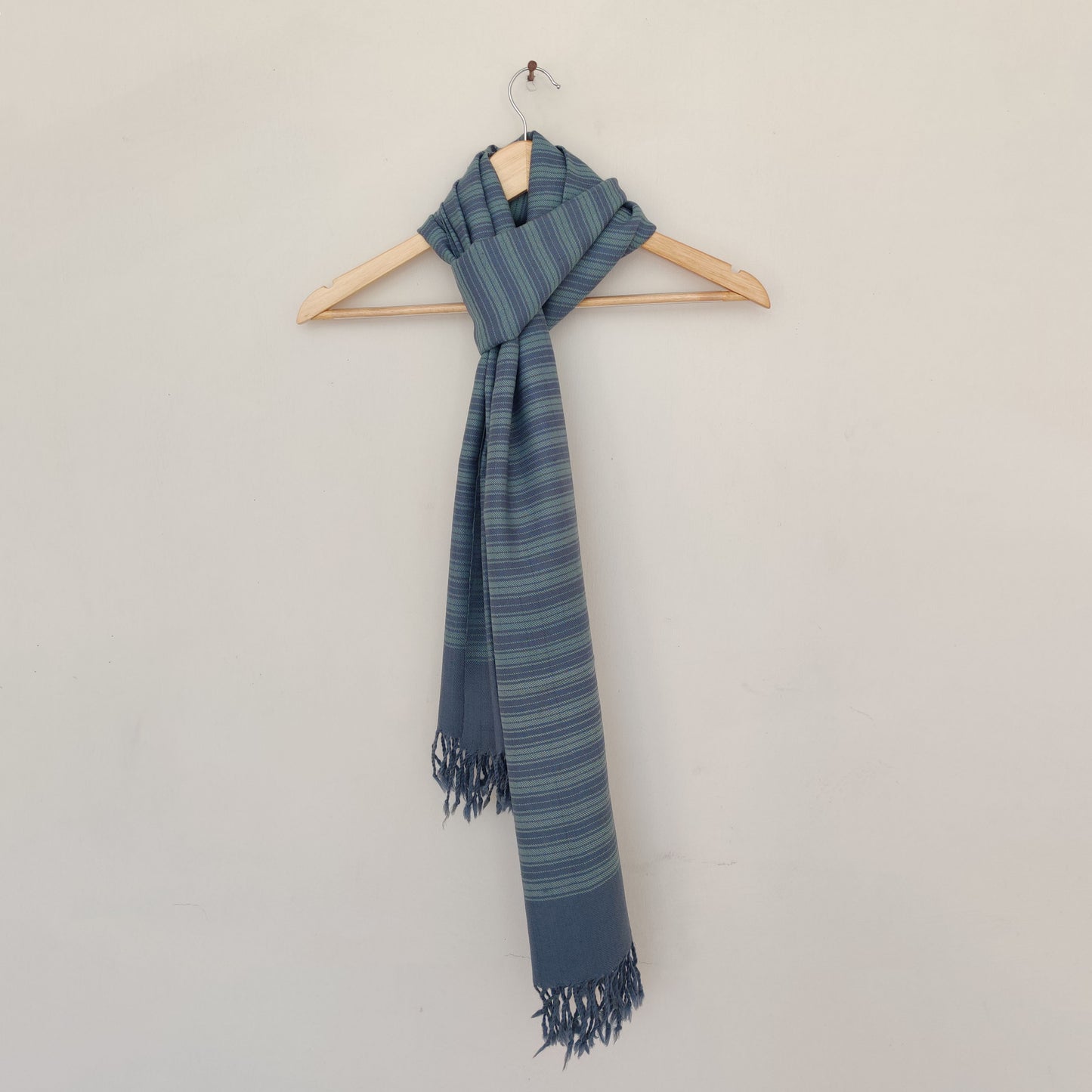 Blue - Grey Handwoven Merino Wool Stole