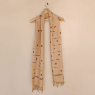 Beige - Cream Handwoven Merino Wool Stole