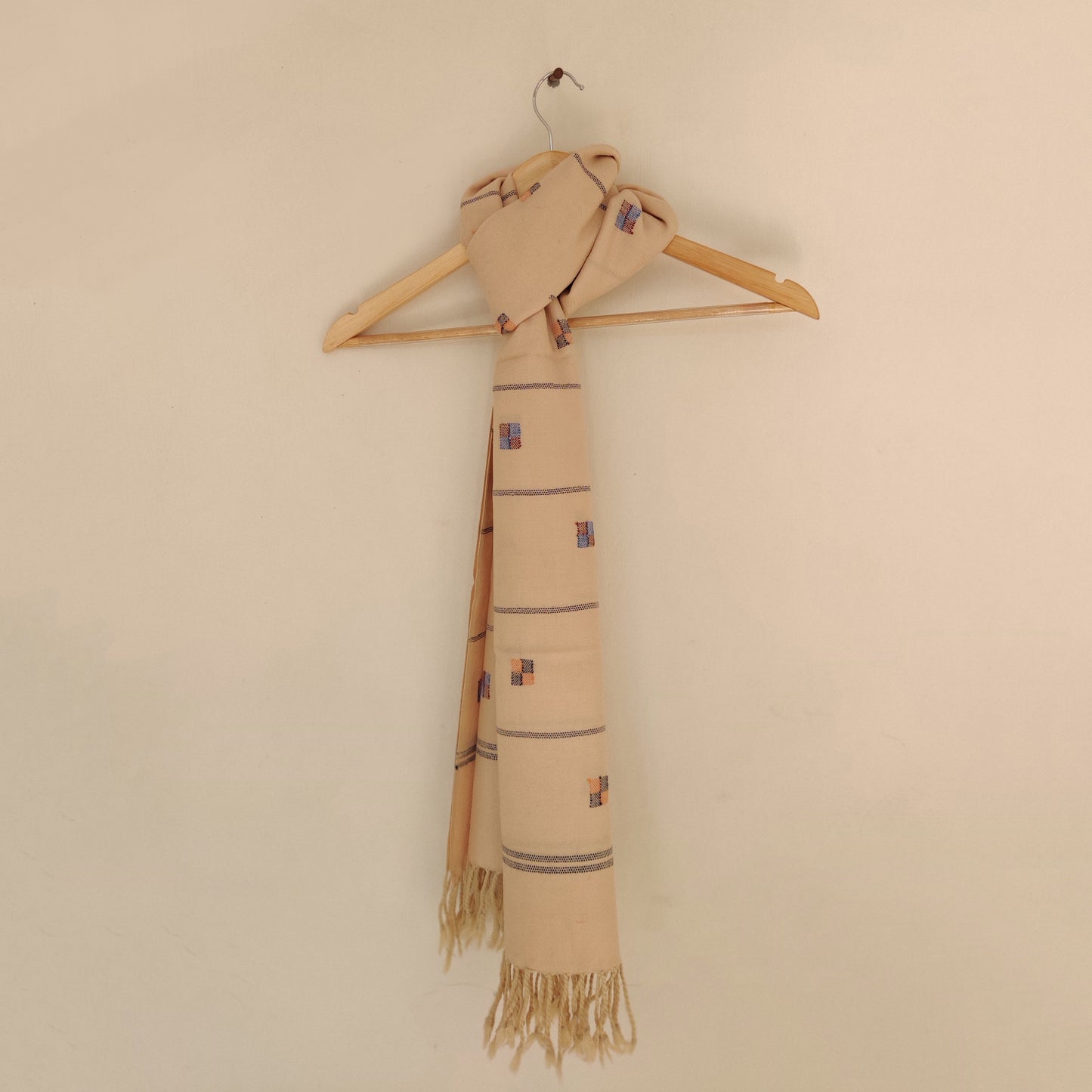 Beige - Cream Handwoven Merino Wool Stole