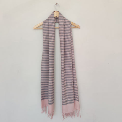 Multicolor - Pink Grey Handwoven Merino Wool Stole