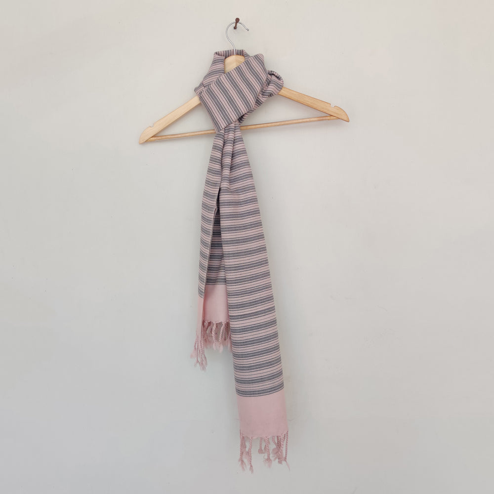 Multicolor - Pink Grey Handwoven Merino Wool Stole