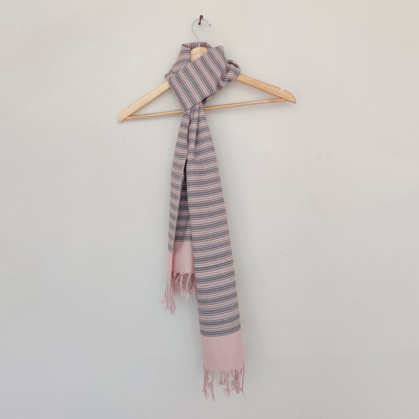 Multicolor - Pink Grey Handwoven Merino Wool Stole