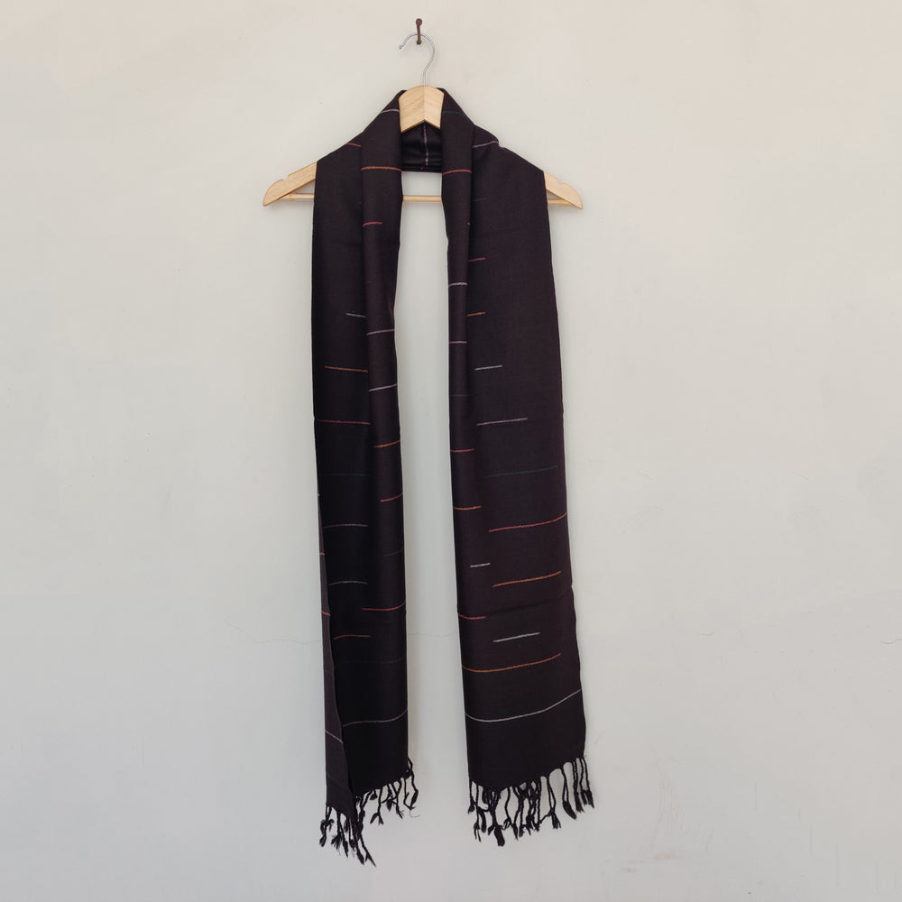 Black - Brown Multicolor Handwoven Merino Wool Stole