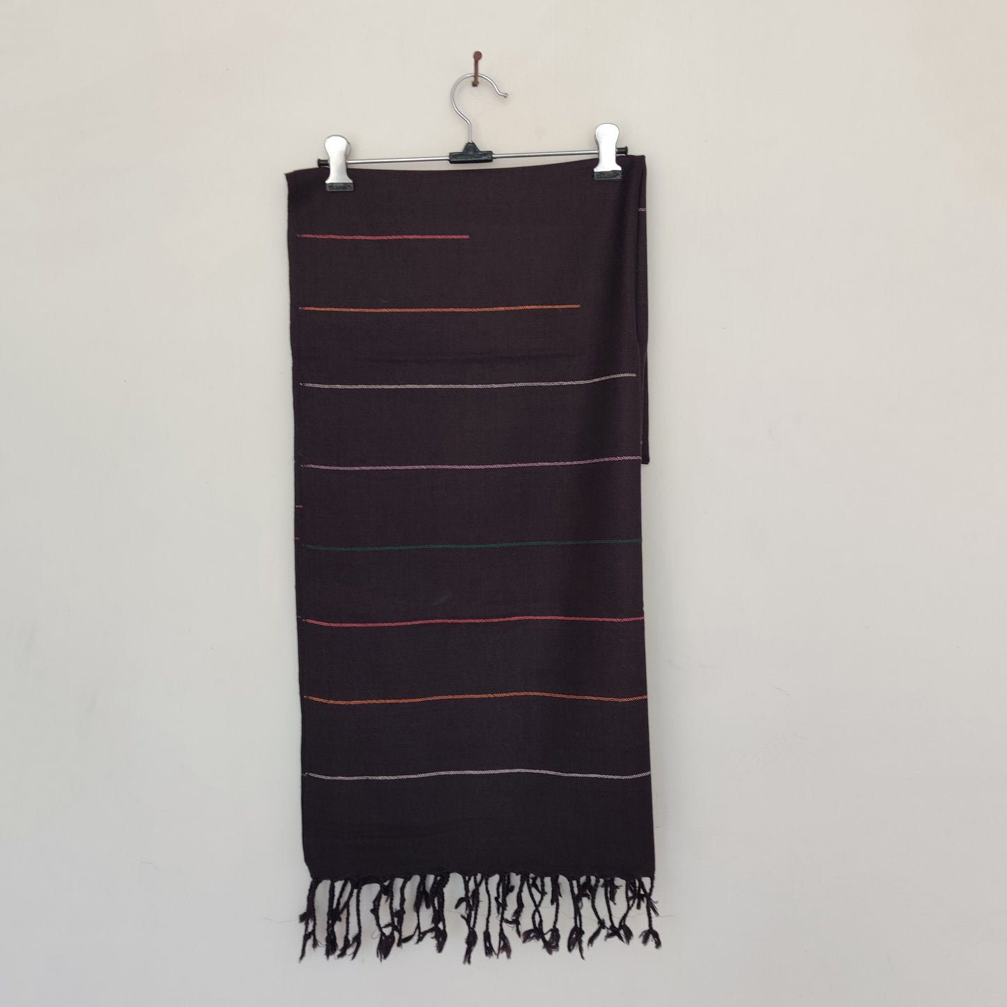 Black - Brown Multicolor Handwoven Merino Wool Stole