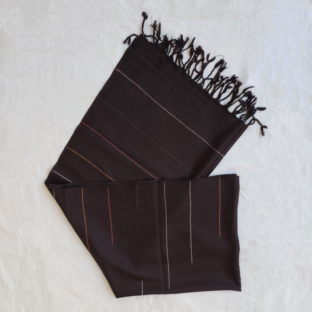 Black - Brown Multicolor Handwoven Merino Wool Stole