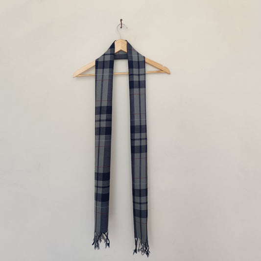 Blue Black Offwhite Handwoven Merino Wool Muffler