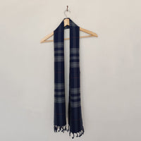 Blue Grey Handwoven Merino Wool Muffler