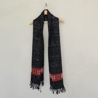 Black Multicolor Handwoven Sheep Wool Kinnauri Stole