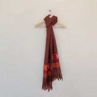 Brown Multicolor Handwoven Sheep Wool Kinnauri Stole