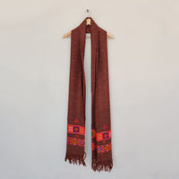 Brown Multicolor Handwoven Sheep Wool Kinnauri Stole