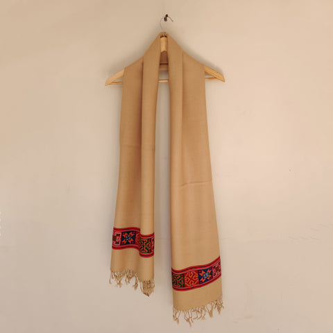 Beige -  Multicolor Handwoven Sheep Wool Kinnauri Stole