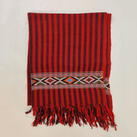 Red Black Multicolor Handwoven Sheep Wool Kinnauri Stole