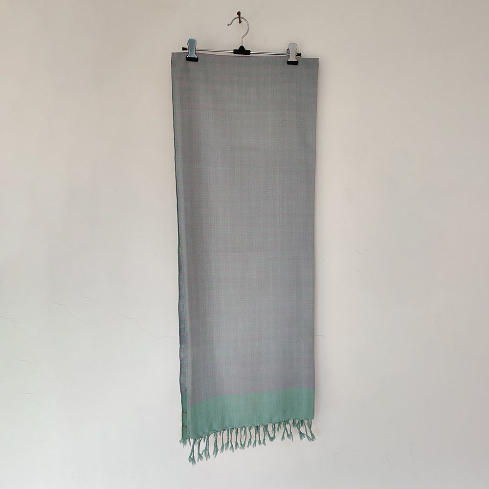 Green - Sky Blue Pink Handwoven Merino Wool Stole