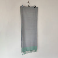 Green - Sky Blue Pink Handwoven Merino Wool Stole