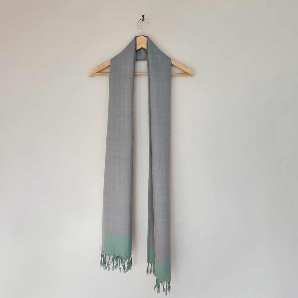 Green - Sky Blue Pink Handwoven Merino Wool Stole