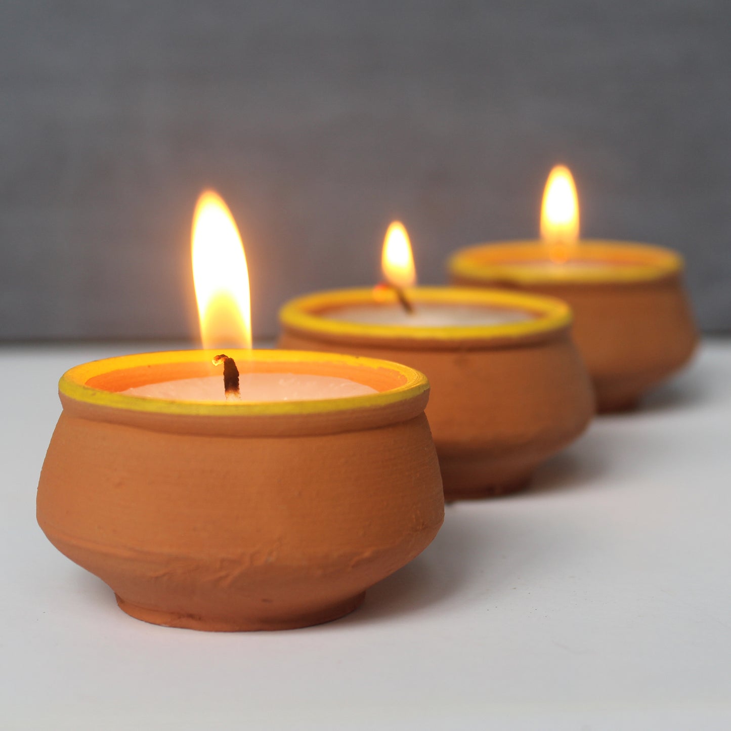 Handcrafted Terracotta "Handi" Candles Set of 12