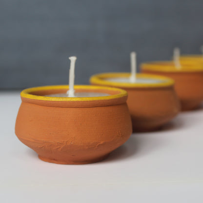 Handcrafted Terracotta "Handi" Candles Set of 12