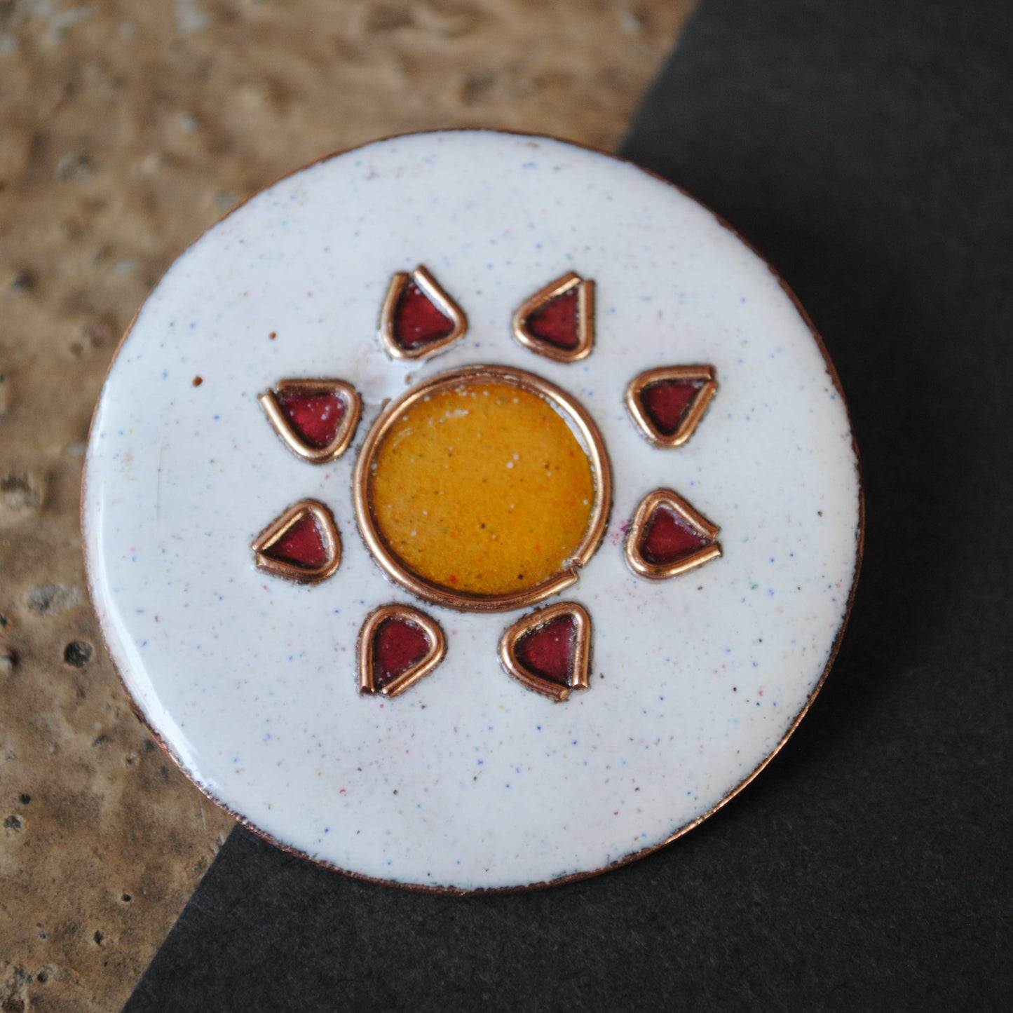 Handcrafted Sooraj Copper Enamel Lapel Pin