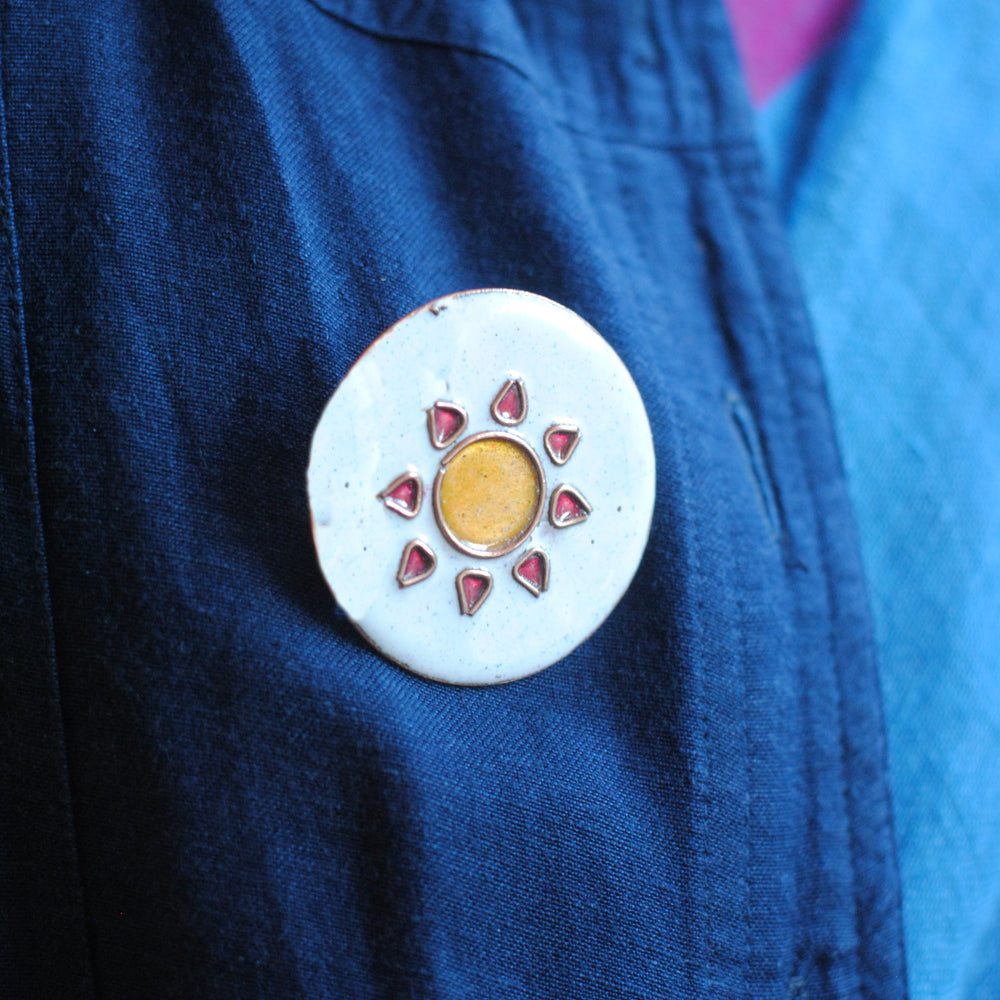 Handcrafted Sooraj Copper Enamel Lapel Pin