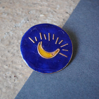 Handcrafted Chanda Copper Enamel Lapel Pin