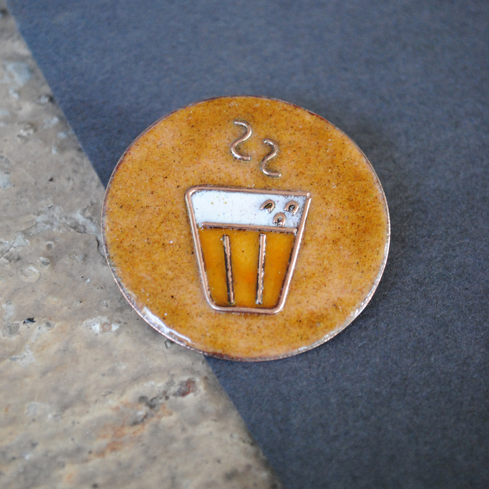 Handcrafted Chaai Paani Copper Enamel Lapel Pin