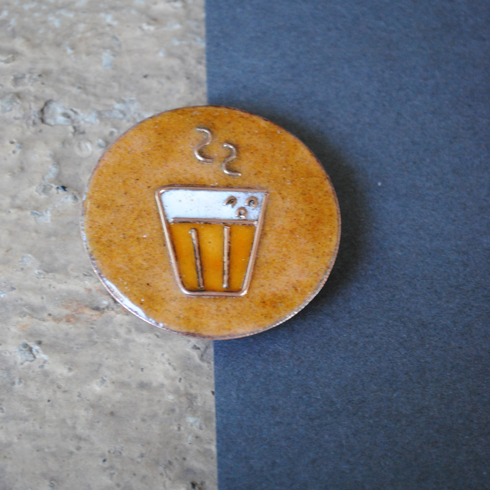 Handcrafted Chaai Paani Copper Enamel Lapel Pin